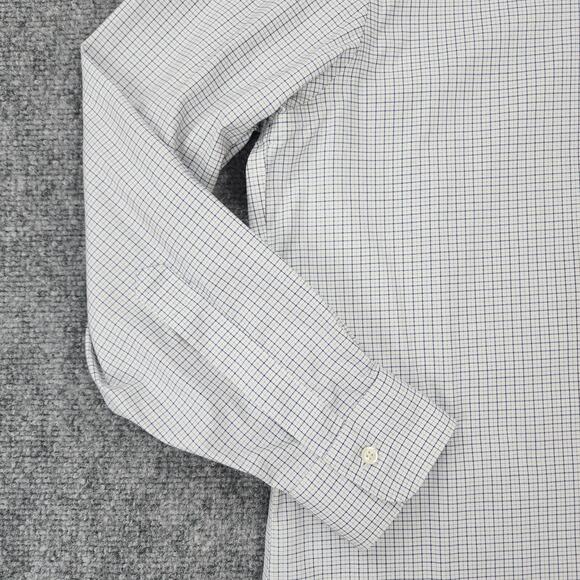 Brooks Brothers Shirt Mens 16 Blue White Check Milano Long Sleeve Button Down - Picture 9 of 15